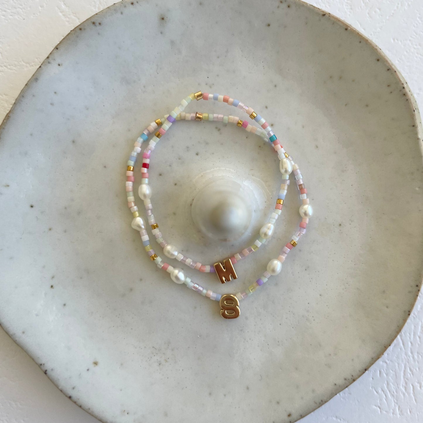 Love Letters Rosa Pearl Gold Plated Beaded Bracelet A-M