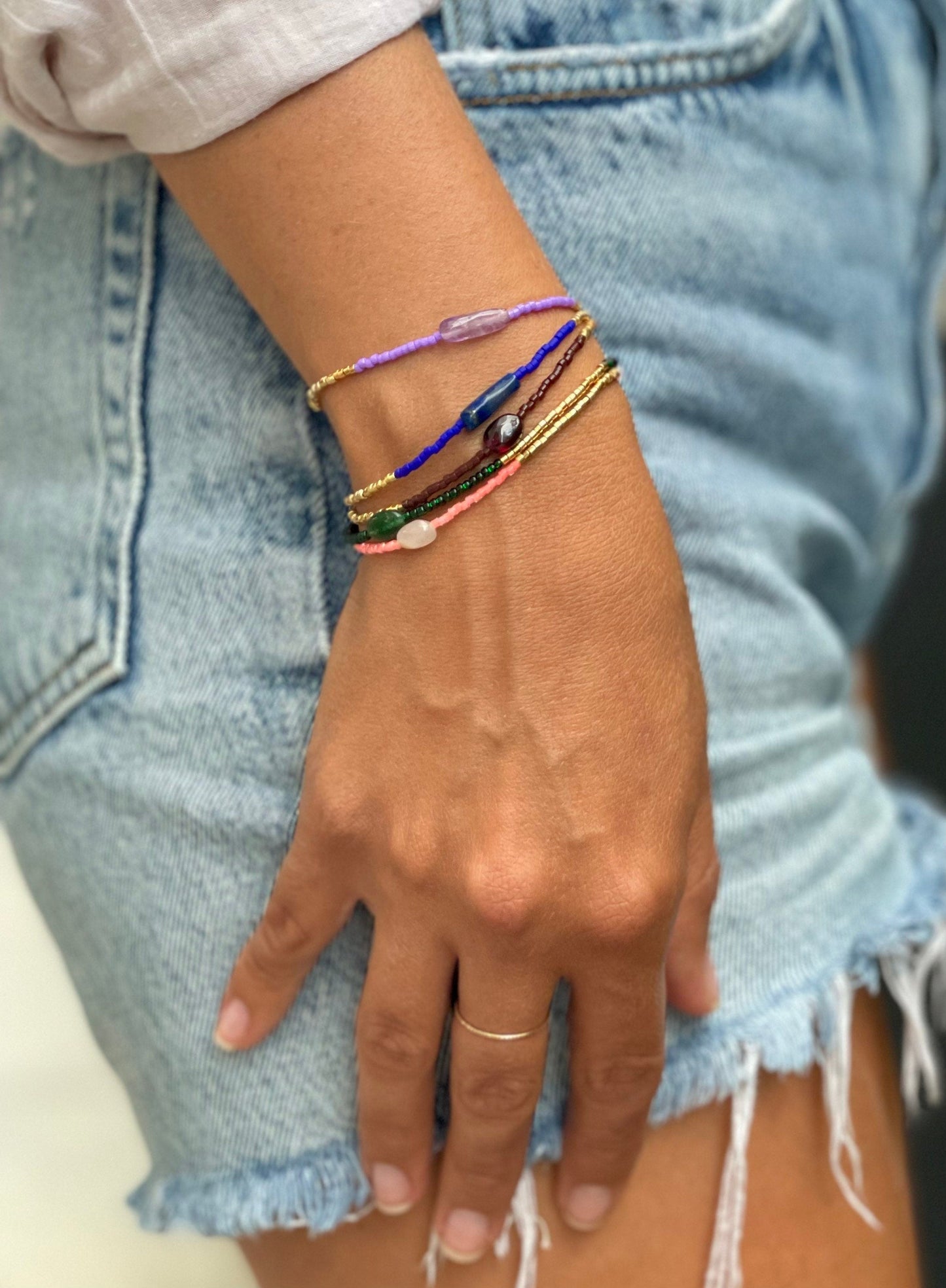 Crystal + 24k Gold Plated Beaded Bracelet-Gypsytear