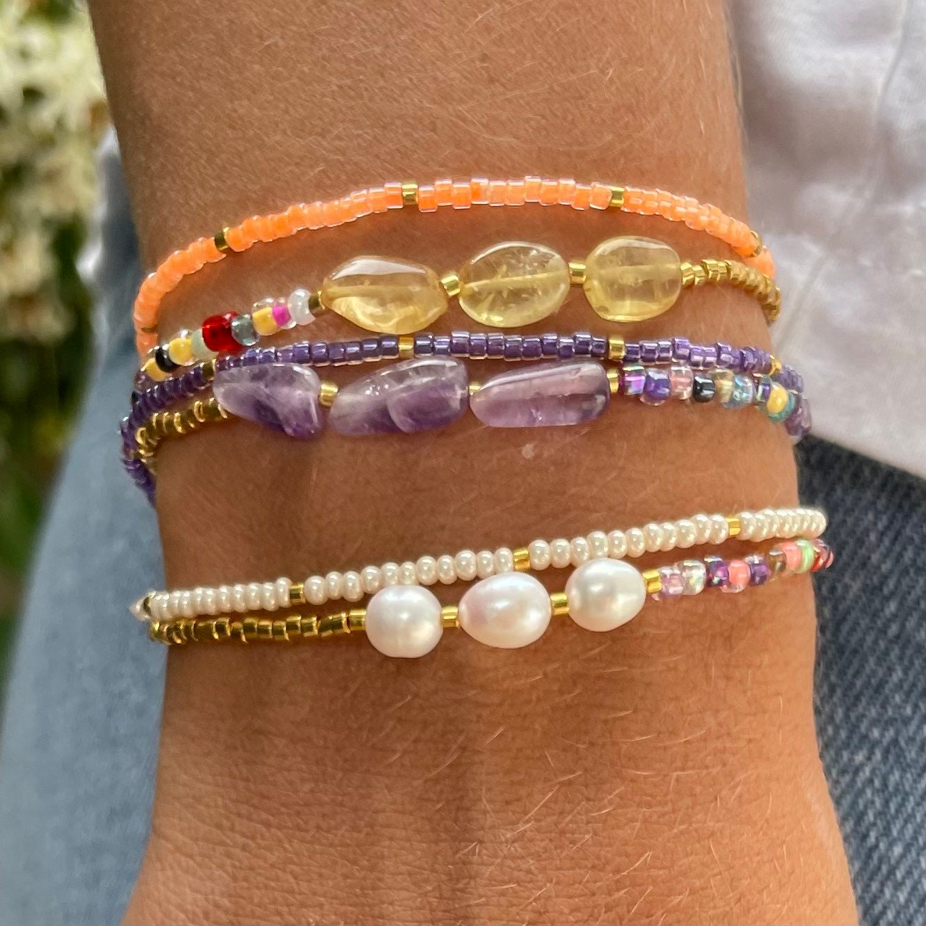 Crystal + Pearl Multi Beaded Bracelets Pack-Gypsytear