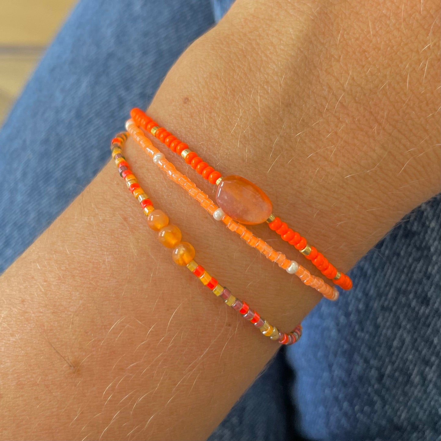 Orange Beaded Bracelets Pack-Gypsytear