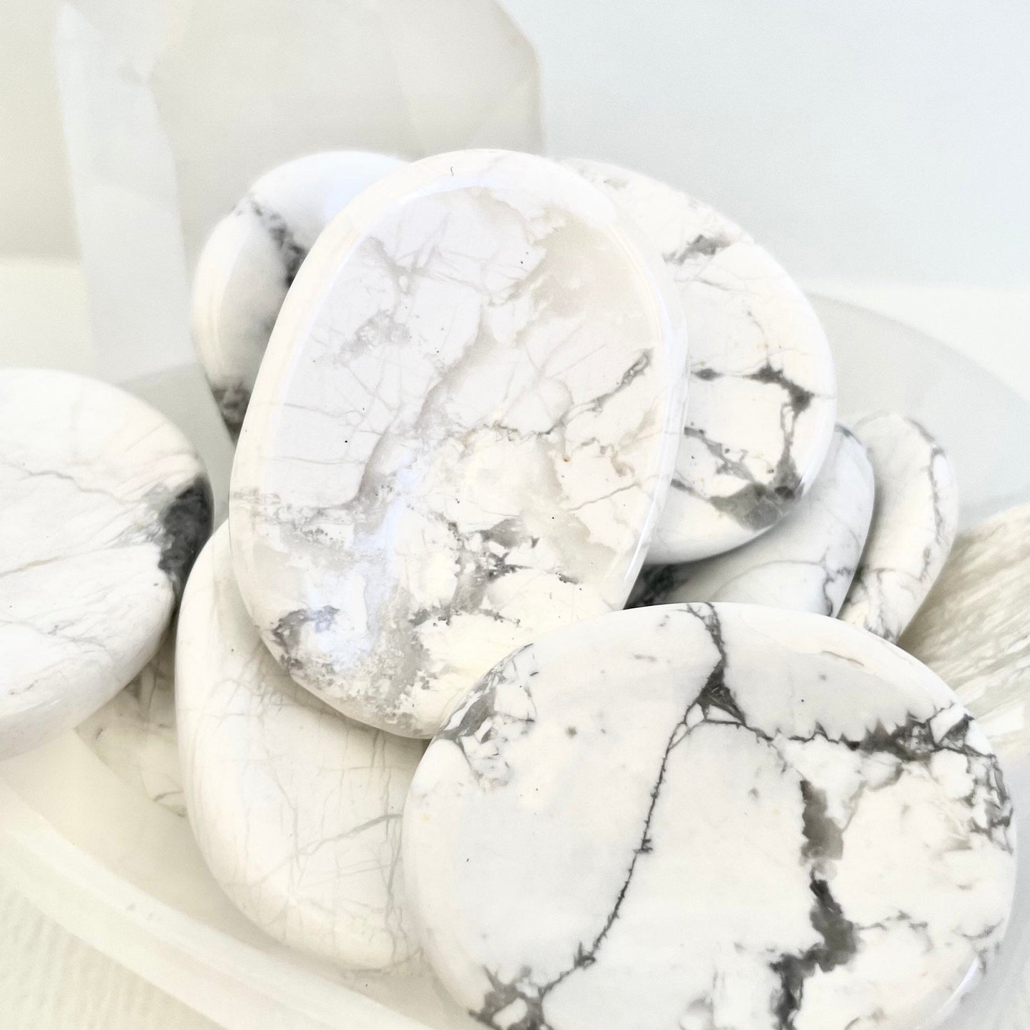 White Howlite Worry Stone Crystal-Gypsytear