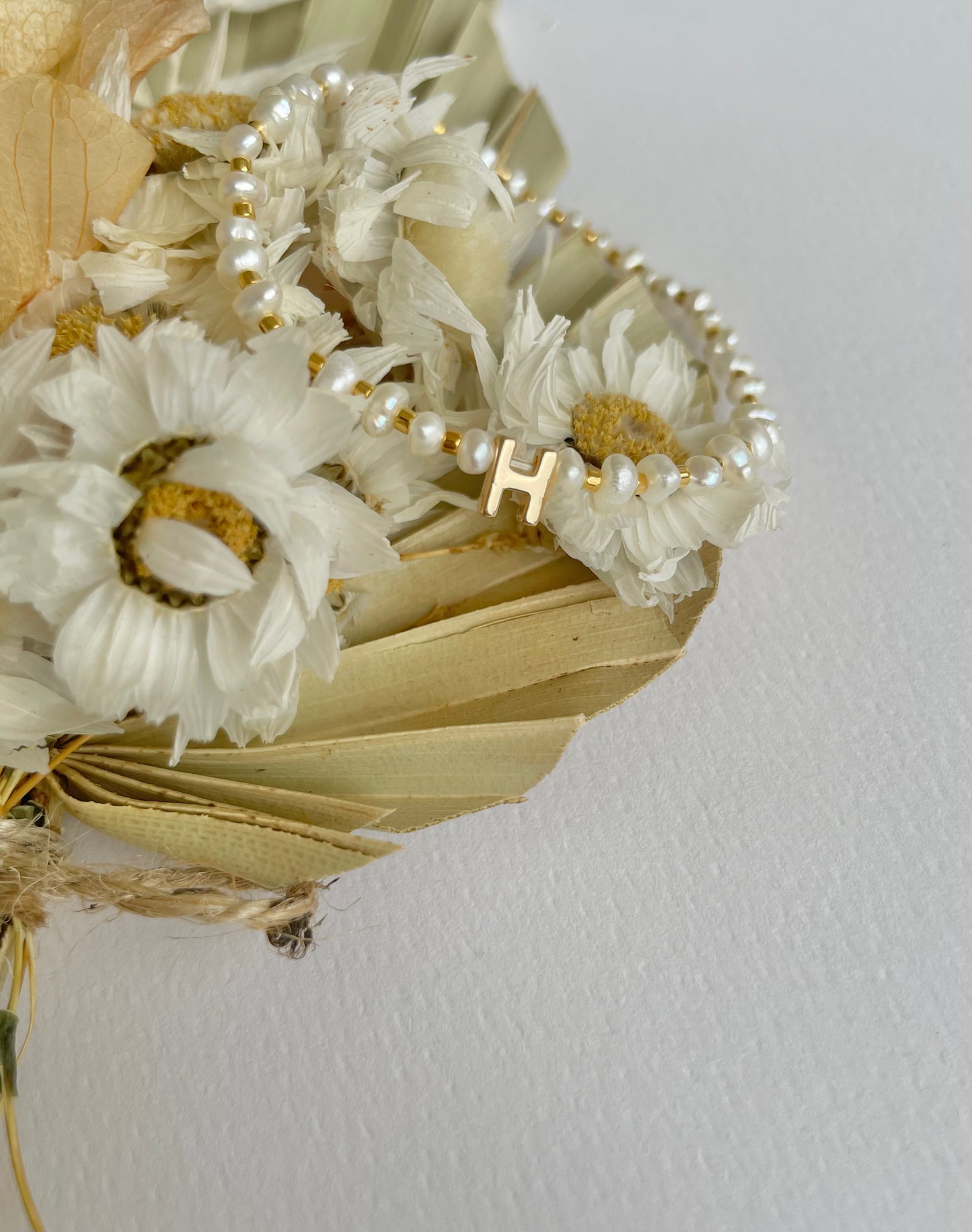 Pearl Love Letter Beaded Bracelet A-M