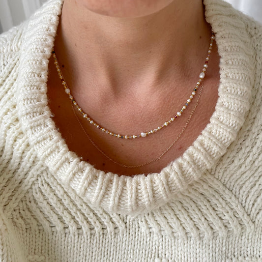 Ianthe Pearl + Gemstone Necklace