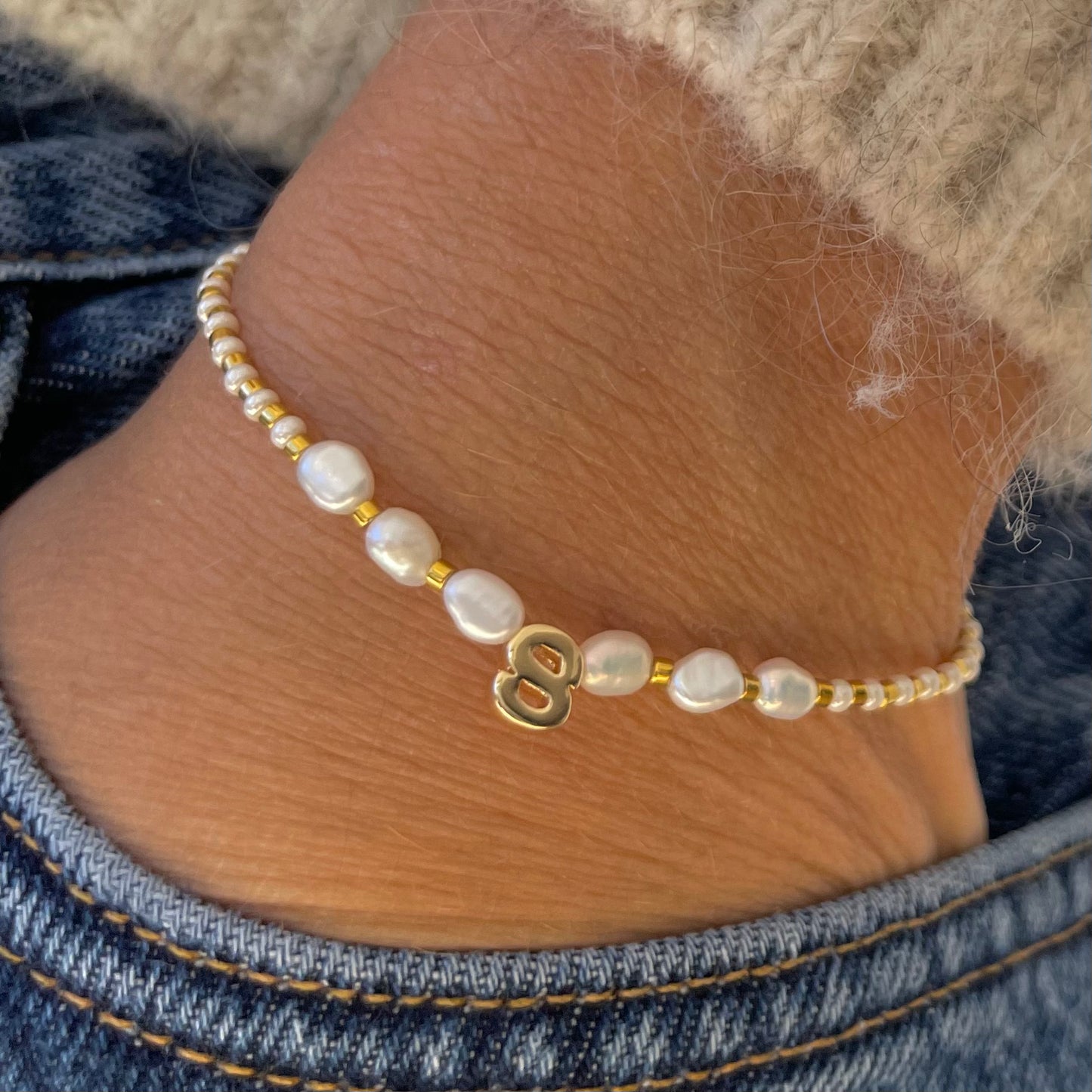 Sienna Pearl Love Letters Gold Plated Beaded Bracelet N-Z