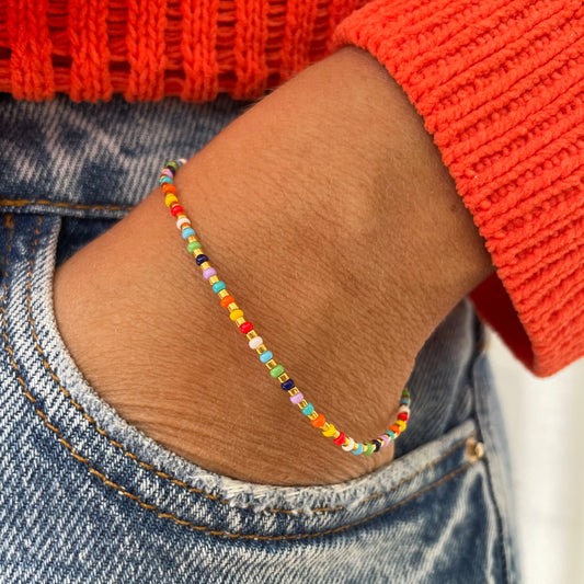 D’Oro Multi 24k Gold Plated Beaded Bracelet