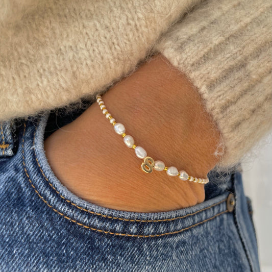 Sienna Pearl Love Letters Gold Plated Beaded Bracelet N-Z