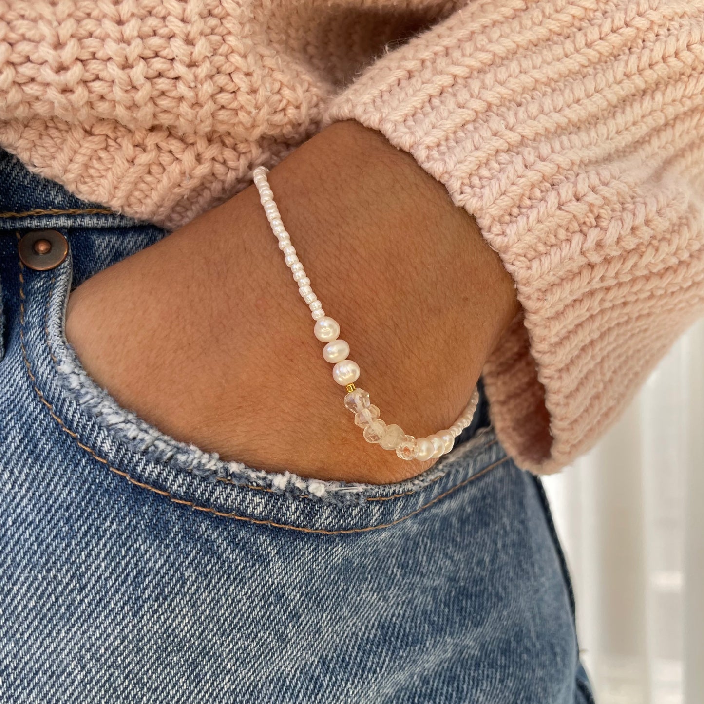 Crystal Pearls Beaded Bracelet