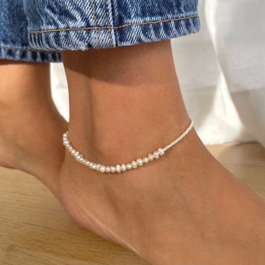 Fresh Water Pearl Beaded Anklet-Gypsytear