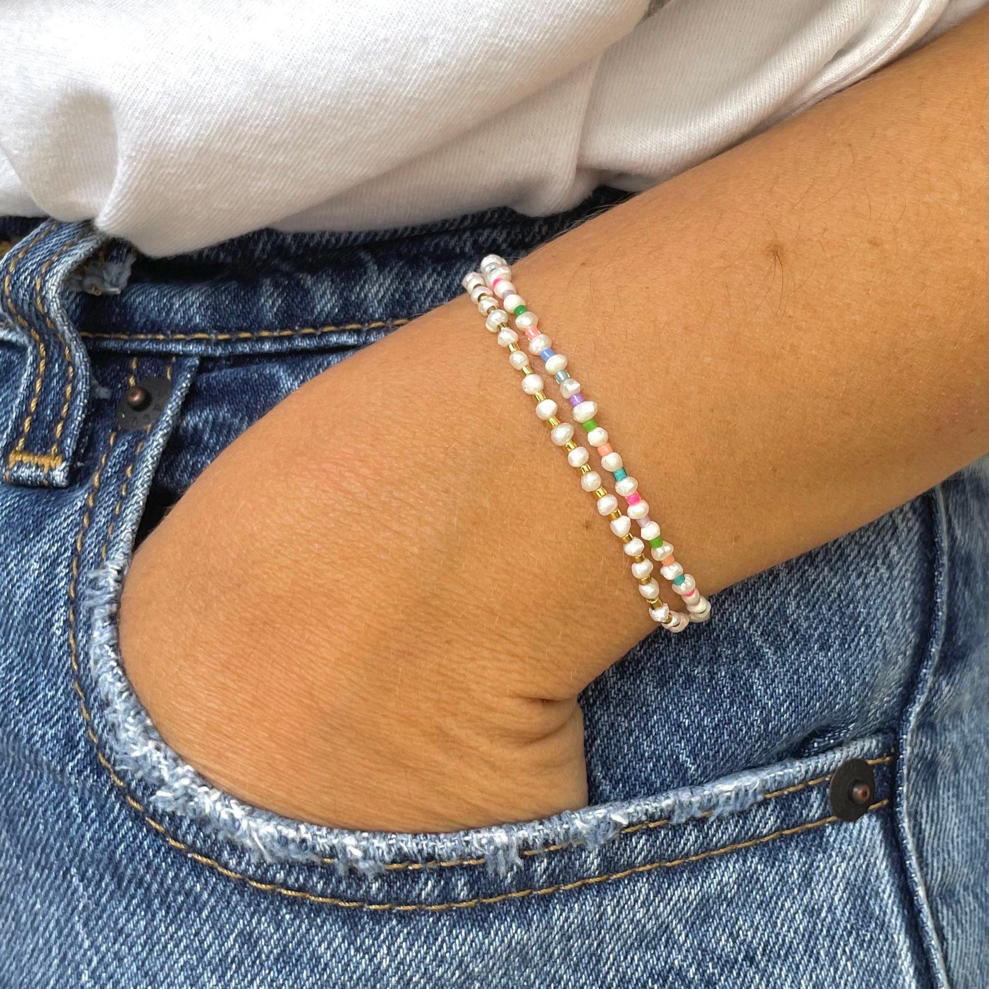 Amore Mini Pearl Beaded Bracelet-Gypsytear