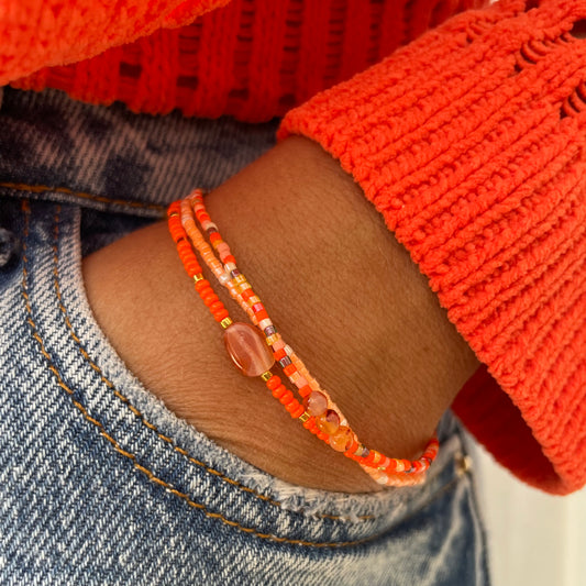 Orange Beaded Bracelets Pack
