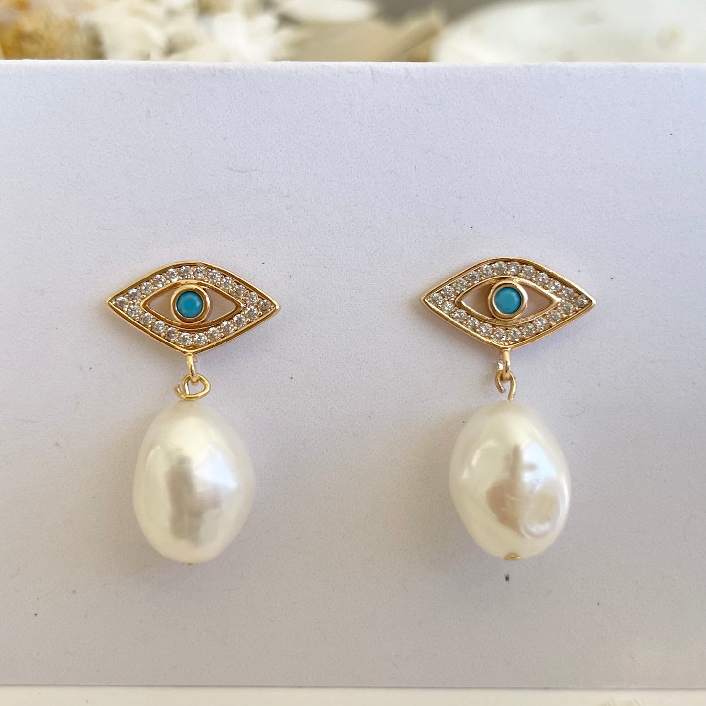 Oko Evil Eye Pearl Earrings
