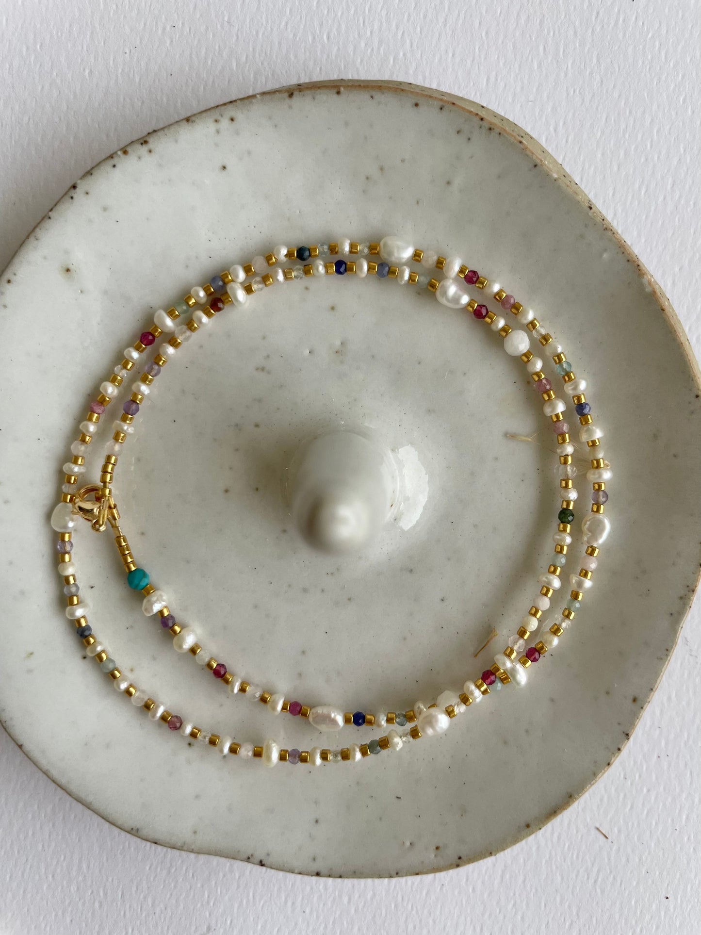 Ianthe Pearl + Gemstone Necklace